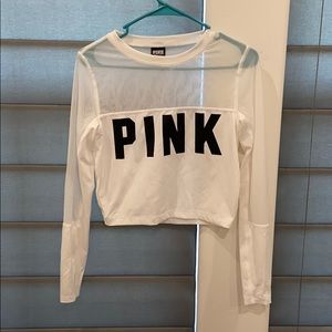 White Mesh Crop Top from PINK